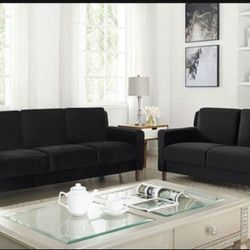 Brand New Black Contemporary Style Sofa & Loveseat
