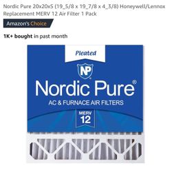 Nordic Pure 20x20x5 (19_5/8 x 19_7/8 x 4_3/8) Honeywell/Lennox Replacement MERV 12 Air Filter 1 Pack
