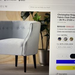 Modern Button-tufted Fabric club Chair- Light Blue