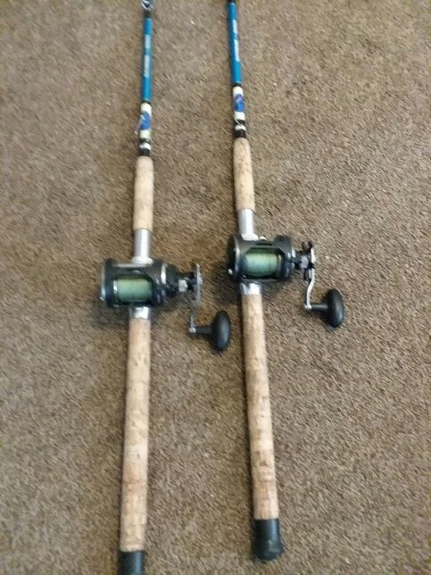 T.W.C rods and Penn reels. (80lb braid)
