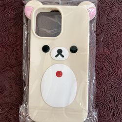 Brand new adorable cartoon Rilakkuma white bear iPhone 13 Pro Max silicone rubber phone case