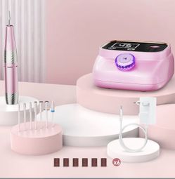 Electric Nail Drill 45000 RPM Rechargeable Professional Nail File Kit Pink