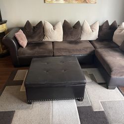 Sectional Couch With Ottoman And Area Rug