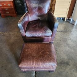Leather Chair And Ottoman Crate & Barre 75 OBOl