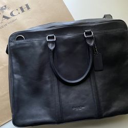 Coach Men Metropolitan Slim Briefcase Bag in Black NEW