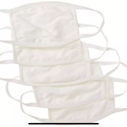 300 Total Masks Reusable Cotton Face Mask White, 6 Pack Of 50