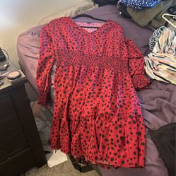 Red Long Sleeve Cheetah Dress 