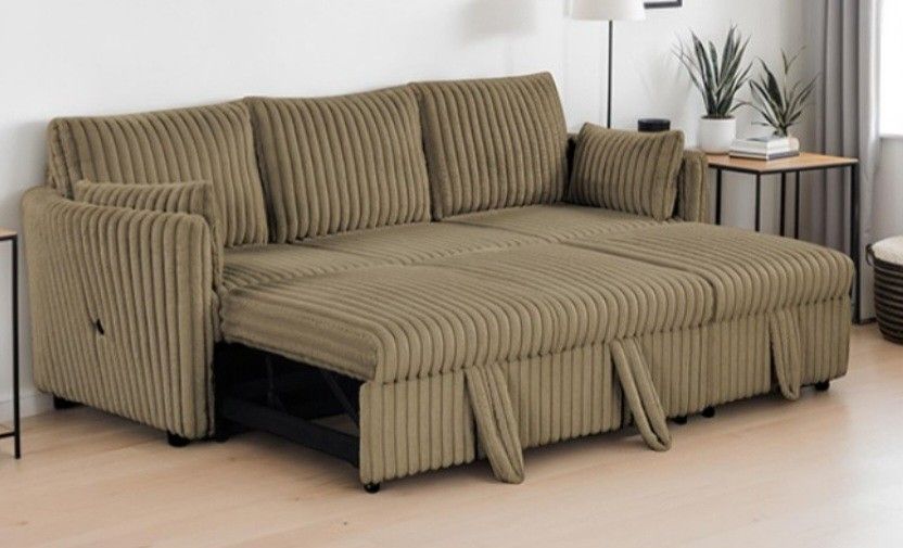 Brand New Brown Adjustable Sectional Sofa Sleeper 
