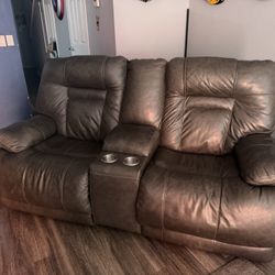 2 Seater Electric Double Recline. Leather 