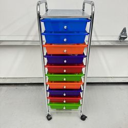 Rolling Cart With 10 Plastic Drawers 