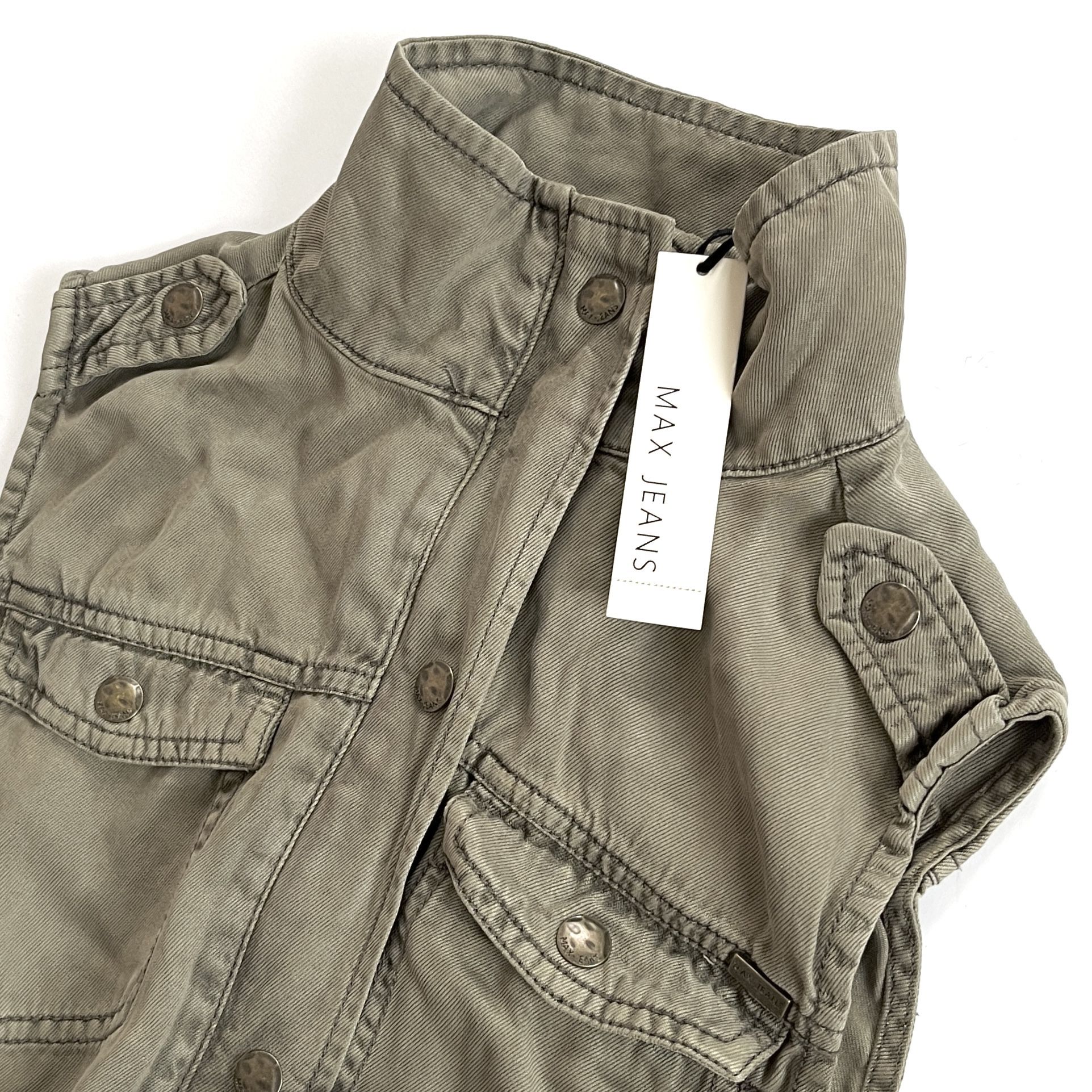 NWT New Max Jeans Women’s Cargo Utility Vest in Light Olive Green ...