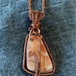 Crazy Lace Agate Wire Wrap Pendant