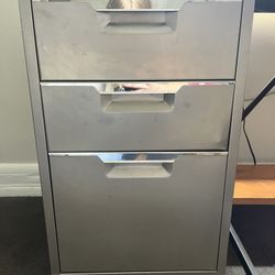 Silver filing cabinet