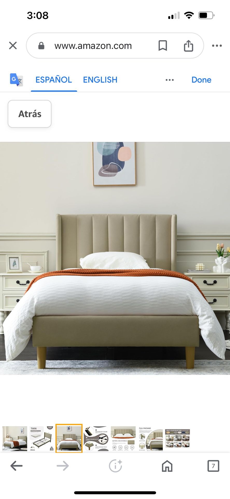 Twin Bed Frame Beige Color 