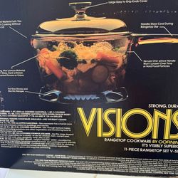 Vintagew Corning Visions Glass Cookware Visionware Amber Brown 11 Pieces Visions Saucepans Skillets