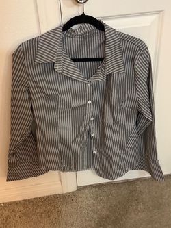 Striped Button-Up Cropped Shirt