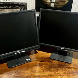 PAIR OF GAMING MONITORS BOTH INCLUDE ⬇️ SEPARATE AC POWER ADAPTER CABLES & 6’ DVI TO D-PORT ADAPTER CABLES: Acer AL1916W 19” Widescreen LCD Monitor ⬇️