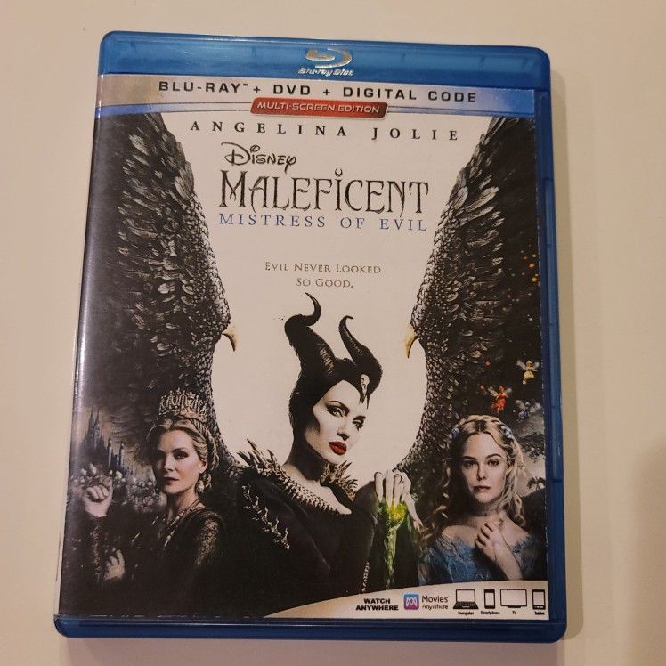 $5 BLU RAY , DISNEY MALEFICENT: MISTRESS OF EVIL.   BLU RAY  ONLY NO DIGITAL OR DVD $5 OR TRADE FOR A MOVIE TITLE I DO NOT ALREADY OWN.  