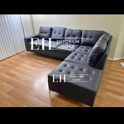 Sectional Sofa Black Faux Leather 