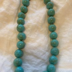Vintage Turquoise Color Lucite Chunk Necklace 