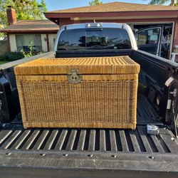 Vintage Asian Wicker Trunk