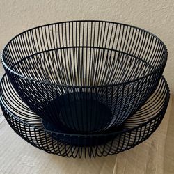 Fruit Bowls (2 piece) - Black - Metal Wire