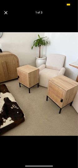 Set of two rattan cabinet nightstands