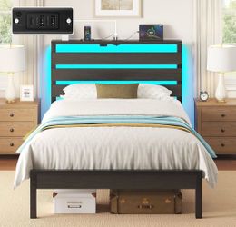 Bed Frame Twin Size with USB Charging Station