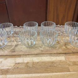 set of eight  Ribbed Jeanette National Style Clear Tea, Punch, Coffee Cups