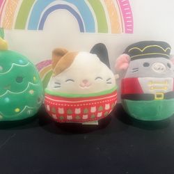 CHRISTMAS SQUISHMALLOWS - CAM , LEAMA & MURRAY 5 1/2 INCH PLUSHIES