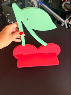 Retro Wooden Cherry Wall Floating Shelf - Red & Mint Green