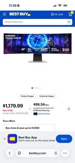 Samsung odyssey 49” gaming monitor