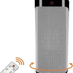 Portable Electric Heater with Remote Control, Fast-heating Ceramic Tower Heater Fan Adjustable Thermostat 12H Timer Overheat, Office, Bedroom, Home, O
