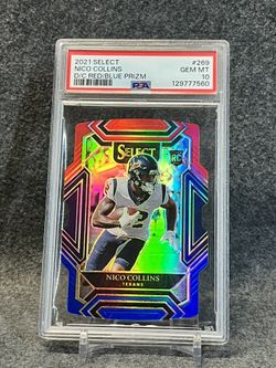 💣2021 Nico Collins ROOKIE Red/Blue Die-cut Prizm PSA 10 !! 💥
