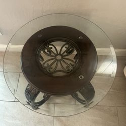 Round Glass And Wood Coffee Table