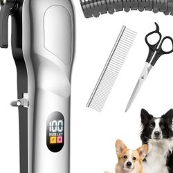New Professional Cordless Dog Pet Hair Clippers  Grooming Kit Low Noise 8 Combs