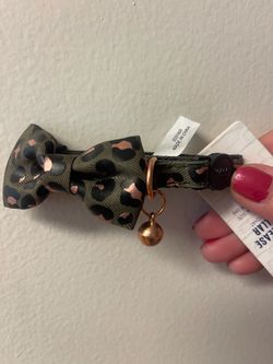 Green/Pink leopard kitten breakaway collar with bow
