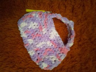 Pink crochet purse