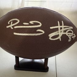 PATRICK MAHOMES & TRAVIS KELCE SIGNED WILSON AUTOGRAPHED NFL FOOTBALL W/COA 862