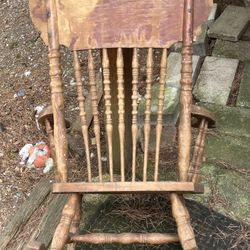 Antique OAK Rocking Chair Leather Seat