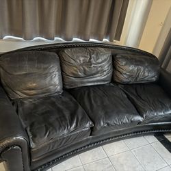2 Large Black Leather Couches. $1250