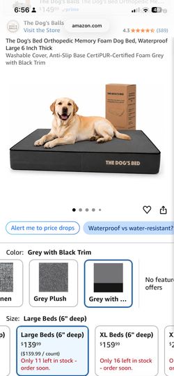 The Dog’s Bed Orthopedic Memory Foam Dog Bed, Waterproof Large 6 Inch Thick