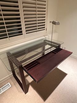 Dania desk with glass top and pullout tray