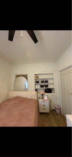 Off-White Queen Bed Frame with Mattress