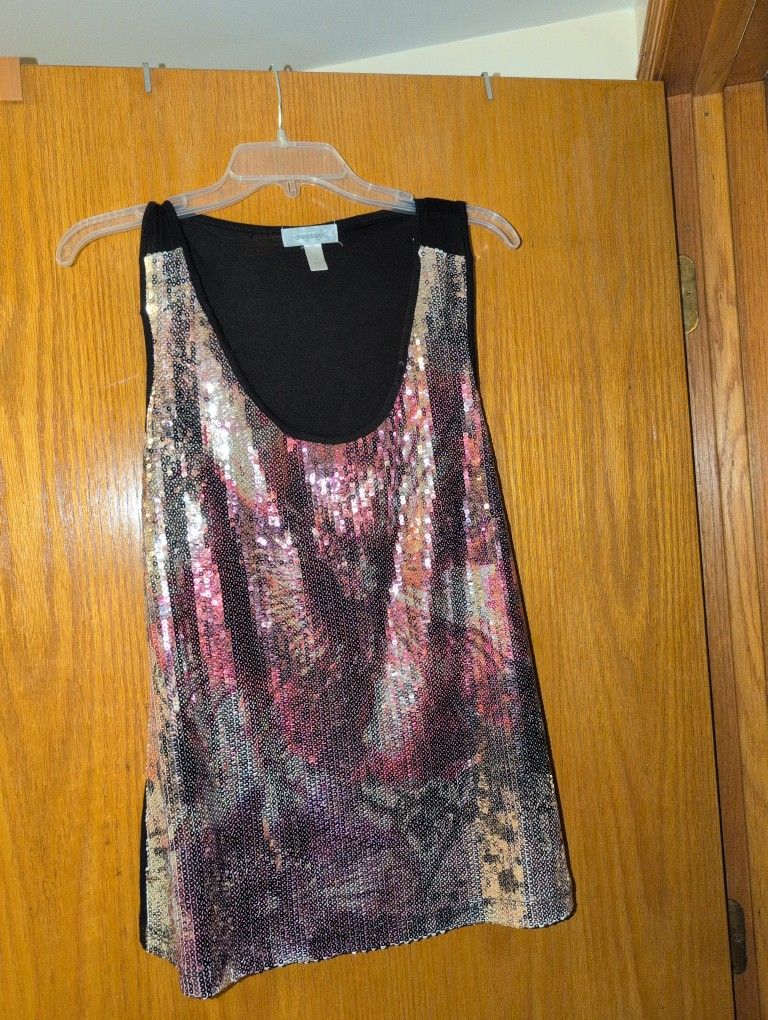 Y2K Dressbarn Purple/Pink/Silver Sequin Tank Top Size L