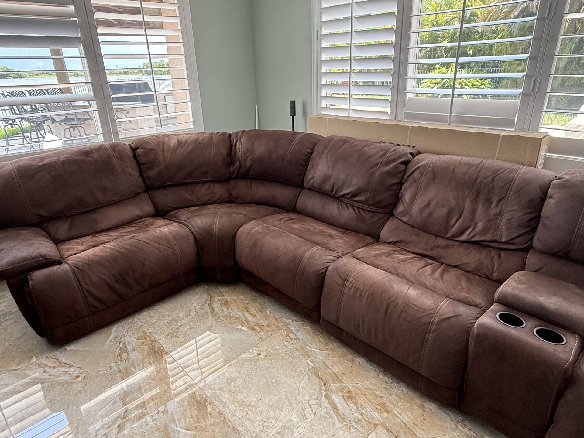Large Sectional Microfiber Sofa Recliner