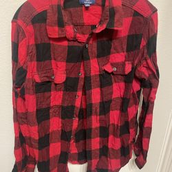 George Brand Red Plaid Long Sleeve Shirt, Adult Large