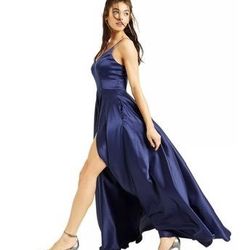 New Stunning Satin Prom Dress Midnight blue with Pockets size 0