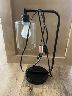Two Matte Black Industrial Style Lamps