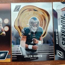 2023 Jalen Hurts SP Zeal Of Approval/ 2023 Zenith By The Numbers Jalen Carter RC/ 2023 DeVonta Smith Zenith Card 